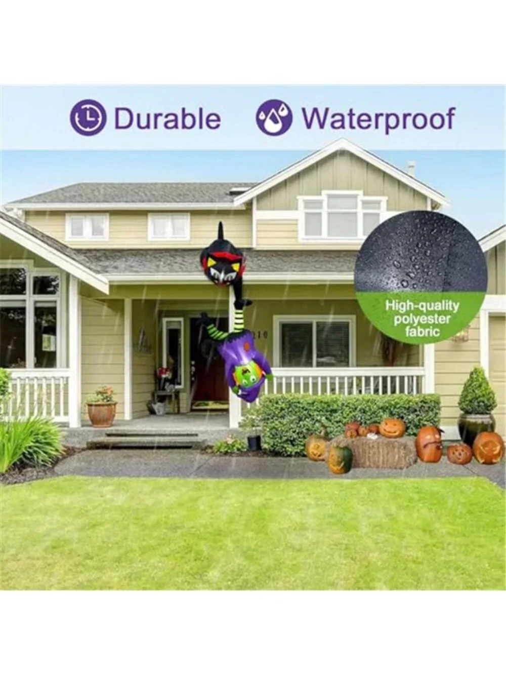 OurWarm 8FT Inflatable Witch Cat Halloween Inflatables Outdoor Decorations